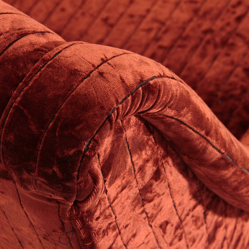 Paire de fauteuils vintage italiens en velours rouge - 1950