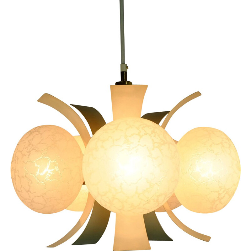 Sputnik orbit chandelier lacquered metal and glass - 1960s