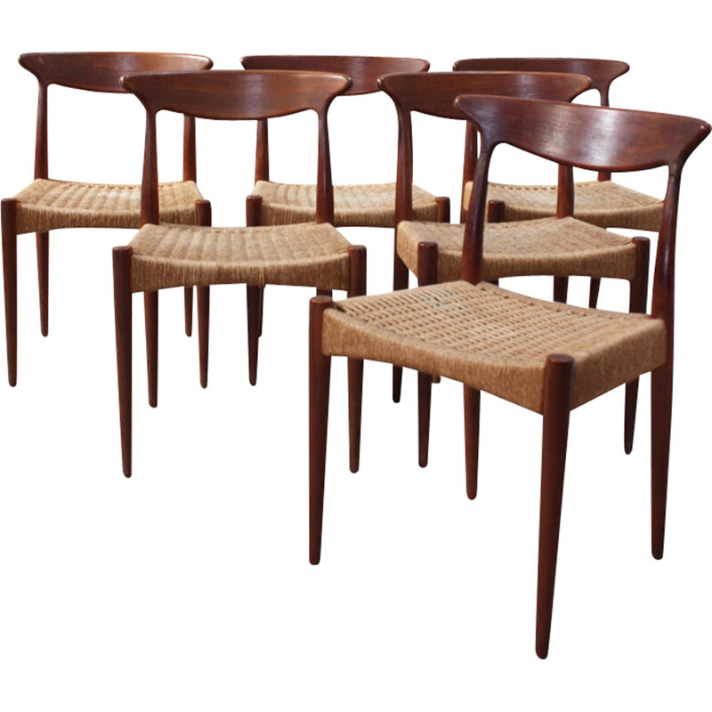 Suite de 6 chaises à repas scandinaves d'Arne Hovmand Olsen - 1960