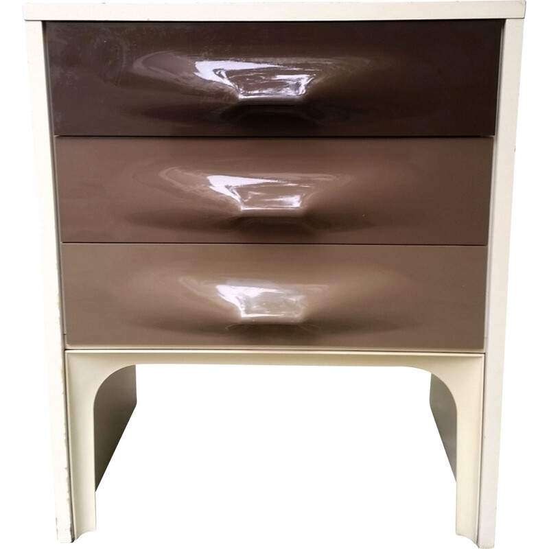 2 mid-century Taupe Grey Bedside Tables by Raymond Loewy - 1970