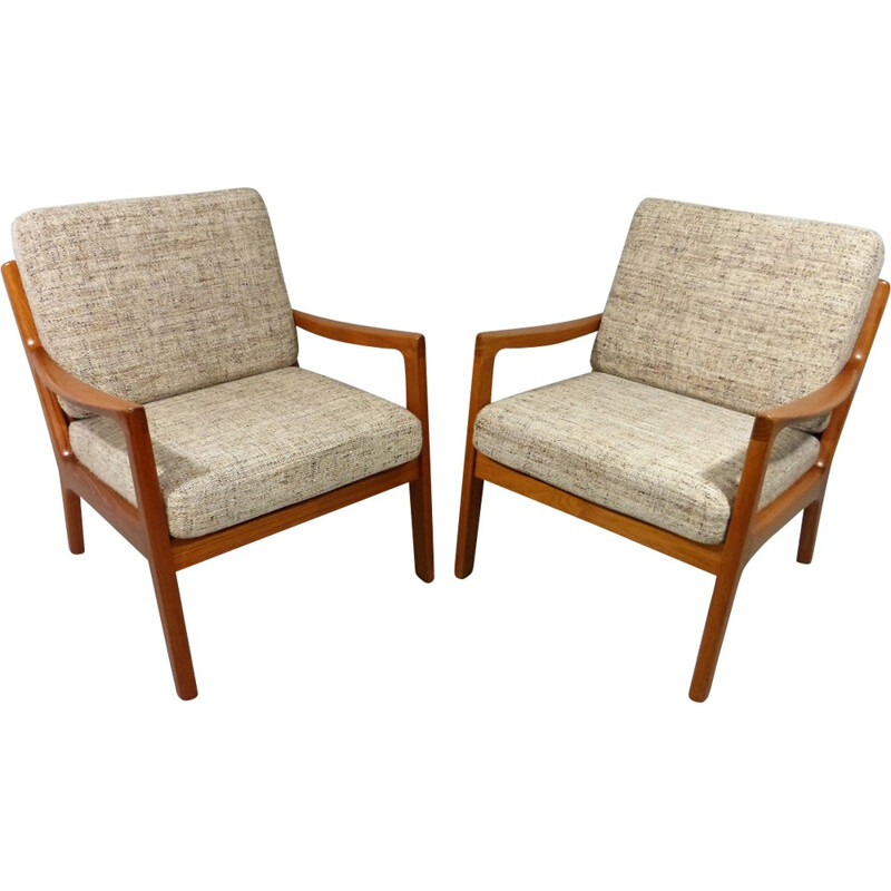 Pair of easy chairs model "Senator" by Ole Wanscher for Jeppesen - 1960s