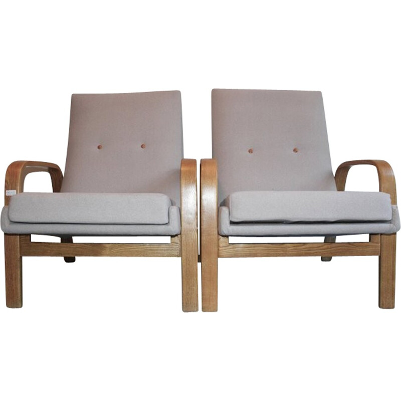 Paire de fauteuils vintage en bois courbé par ARP - 1950