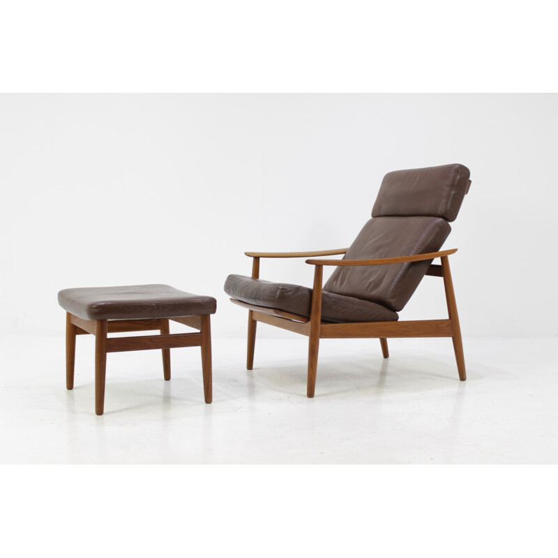 Reclining Easy Chair and Footstool by Arne Vodder for France & Son - 1960s 