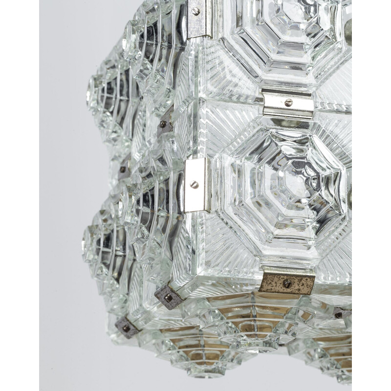 Cut glass cube pendant by Kamenicky Senov - 1950s