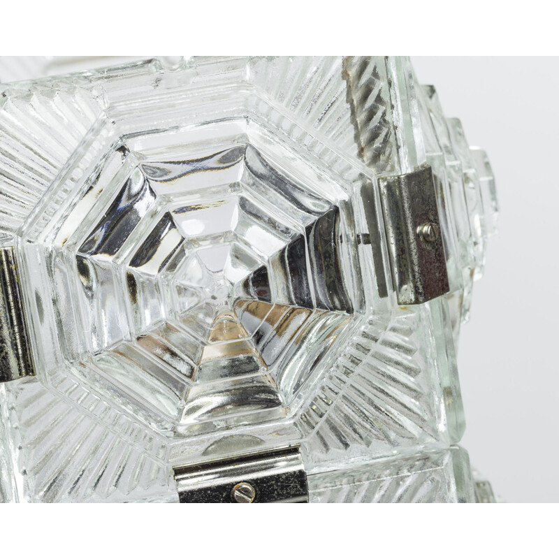 Cut glass cube pendant by Kamenicky Senov - 1950s