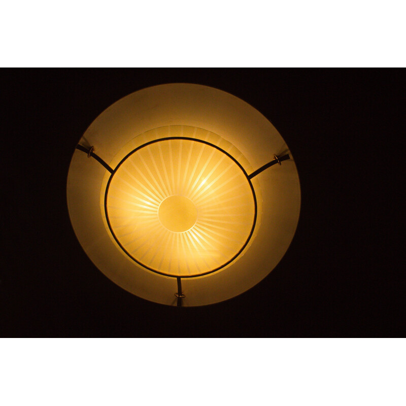 German UFO ceiling light with brass and glass - 1950s