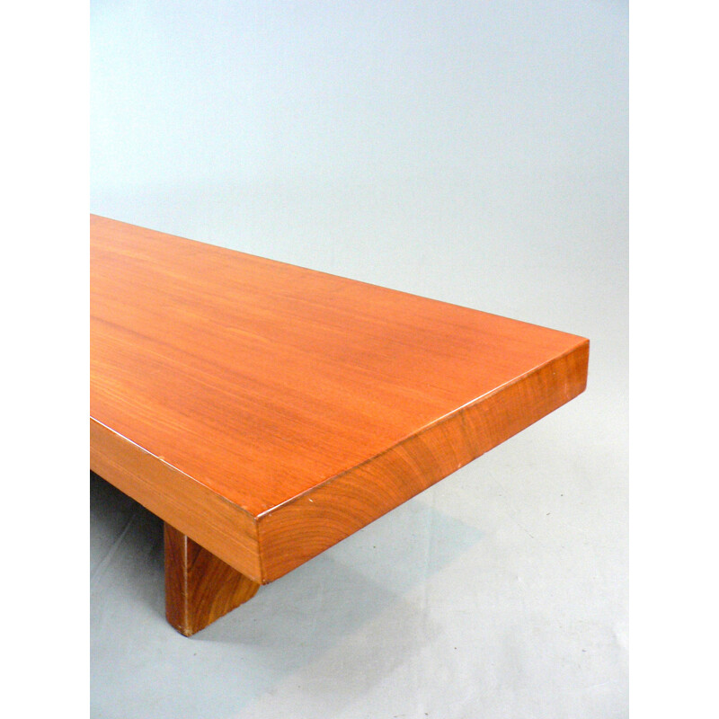 Vintage coffee table in exotic solid wood and varnished - 1950s