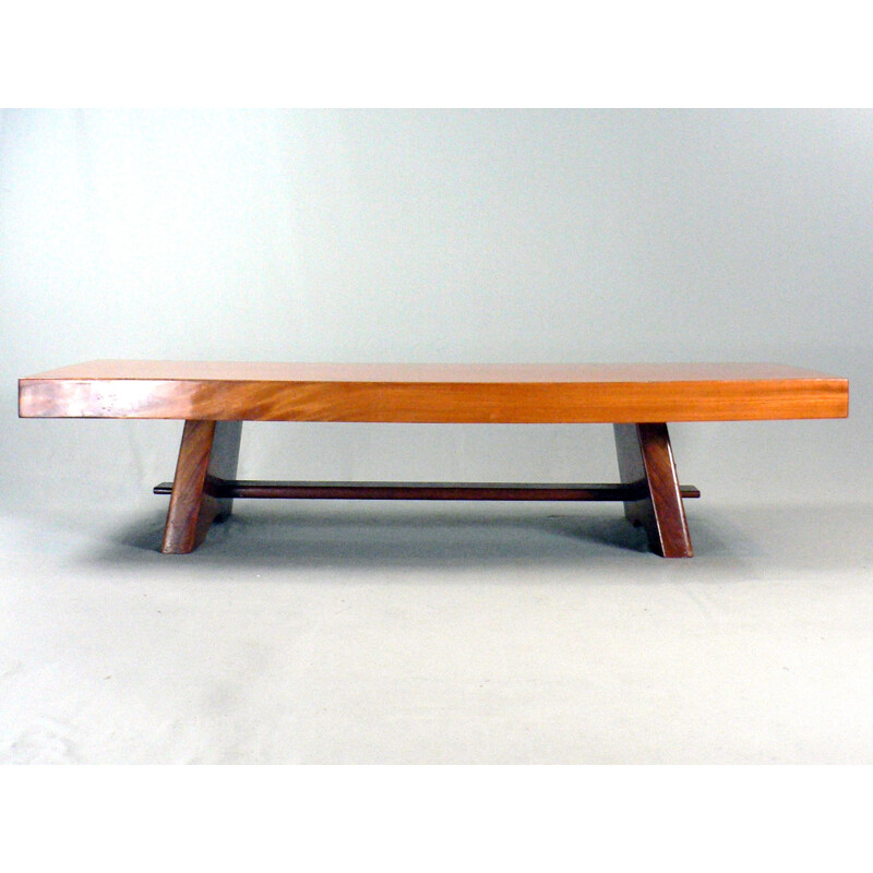 Vintage coffee table in exotic solid wood and varnished - 1950s