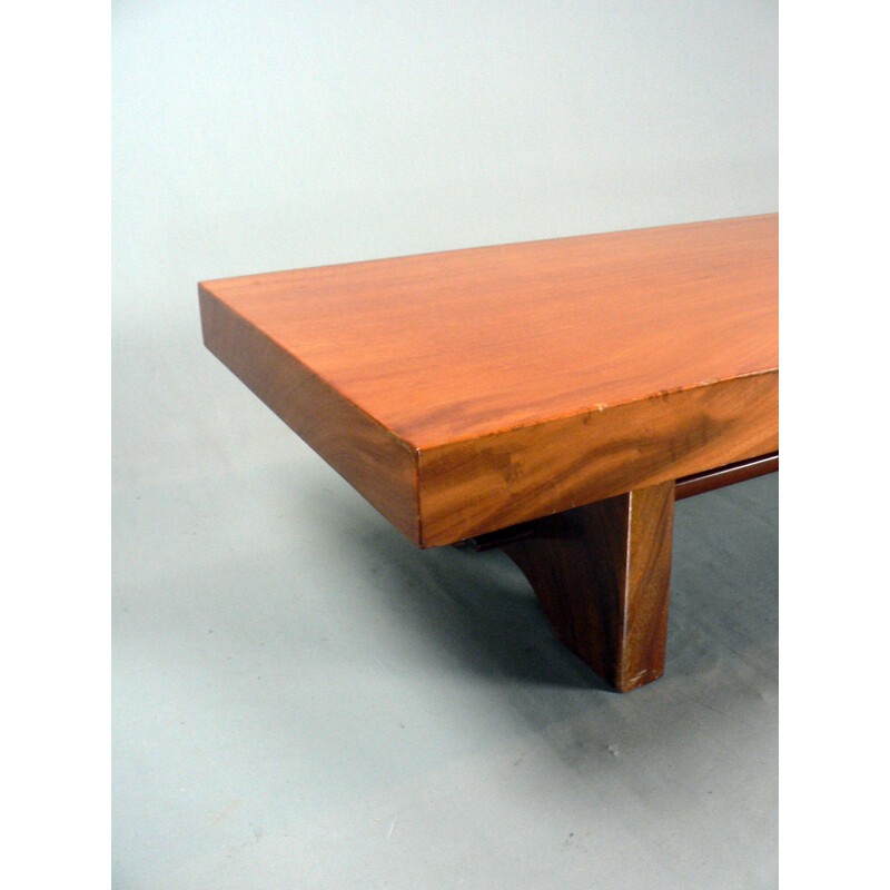 Vintage coffee table in exotic solid wood and varnished - 1950s