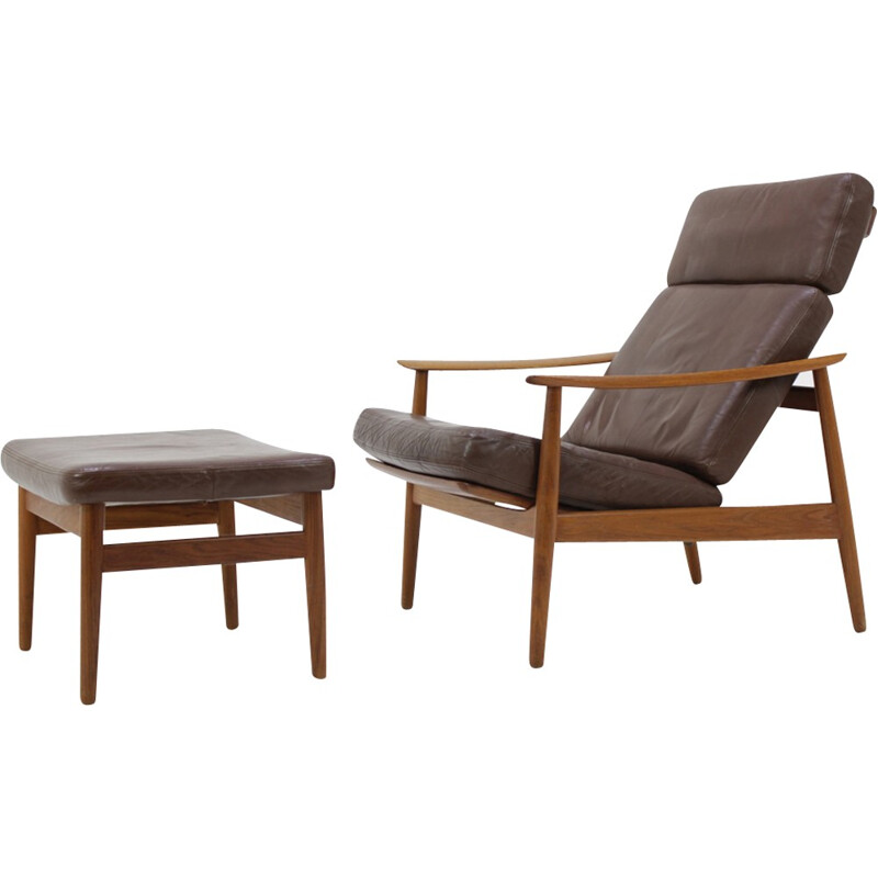 Reclining Easy Chair and Footstool by Arne Vodder for France & Son - 1960s 