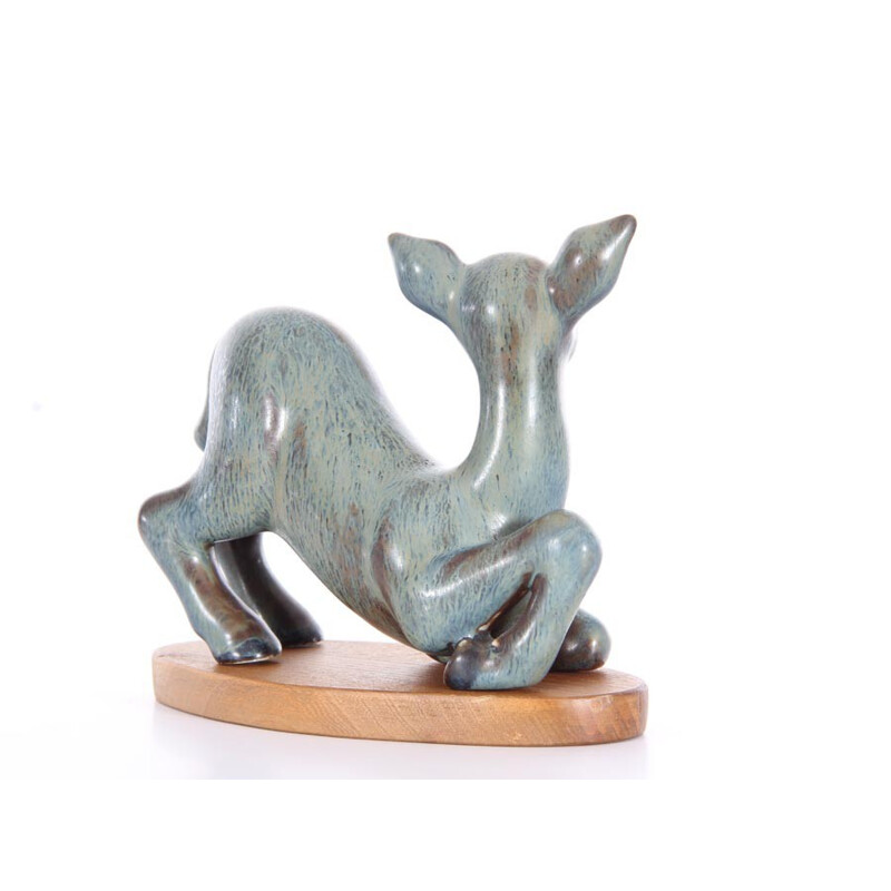 Scandinavian vintage fawn in ceramic by Gunnar Nylund for Rorstrand, 1950