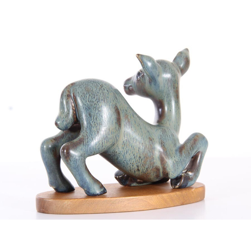 Scandinavian vintage fawn in ceramic by Gunnar Nylund for Rorstrand, 1950