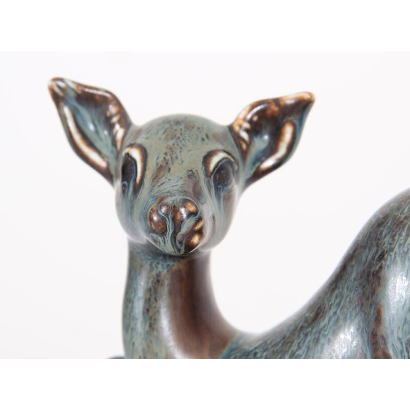 Scandinavian vintage fawn in ceramic by Gunnar Nylund for Rorstrand, 1950