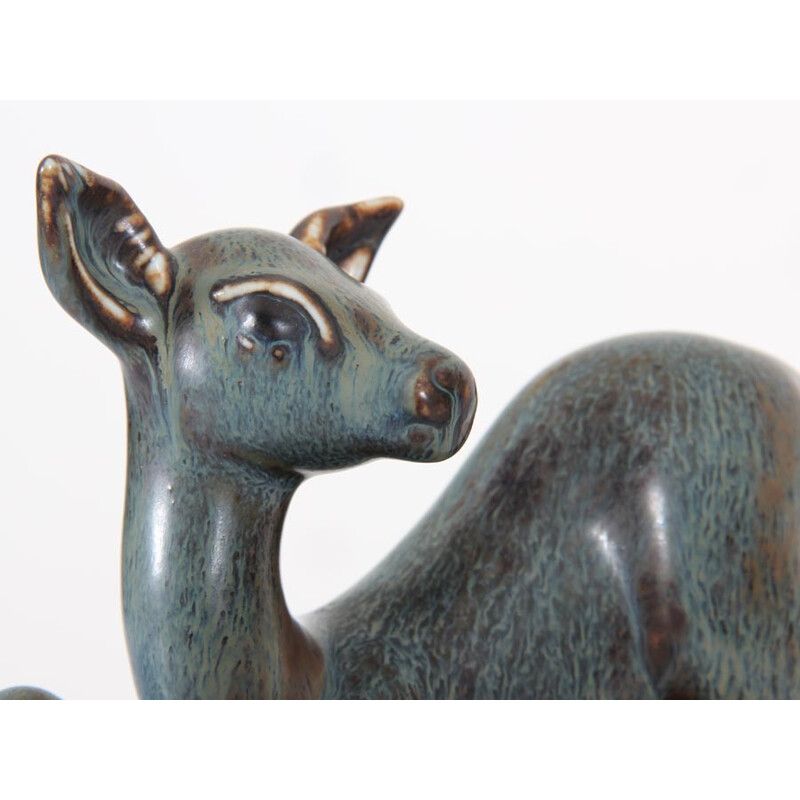 Scandinavian vintage fawn in ceramic by Gunnar Nylund for Rorstrand, 1950