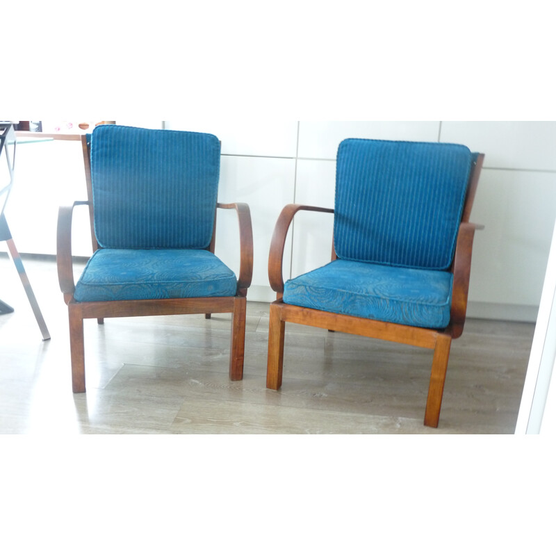 Paar vintage mahoniehouten fauteuils van Knoll Antimott, 1950