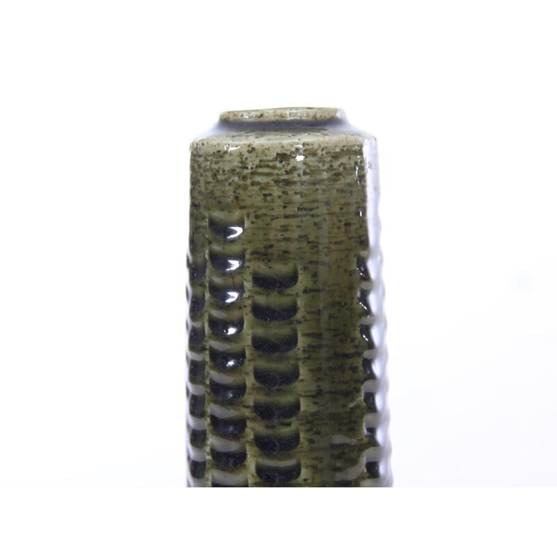 Vintage green ceramic vase by Per and Annelise Linnemann Schmidt for Palshus, 1960