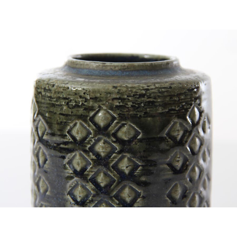 Green ceramic bronze vase by Per and Annelise Linnemann Schmidt for Palshus - 1960s