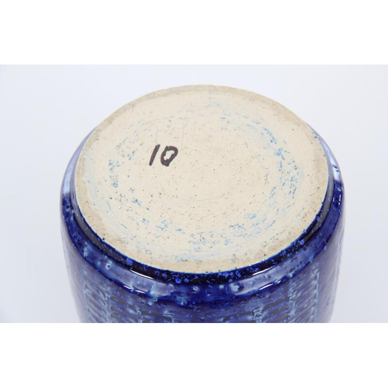 Vaso vintage in ceramica blu di Per e Annelise Linnemann Schmid, 1960