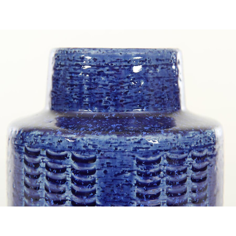 Vaso vintage in ceramica blu di Per e Annelise Linnemann Schmid, 1960