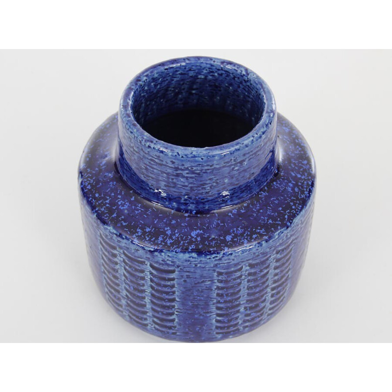 Vintage blue ceramic vase by Per and Annelise Linnemann Schmid, 1960