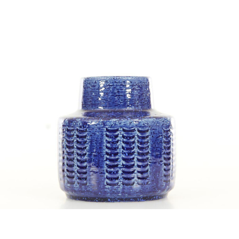 Vintage blue ceramic vase by Per and Annelise Linnemann Schmid, 1960