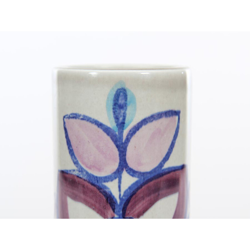 Scandinavian ceramic vase with floral Camilla pattern by Inger Waage for Stavanger Flint - 1960s