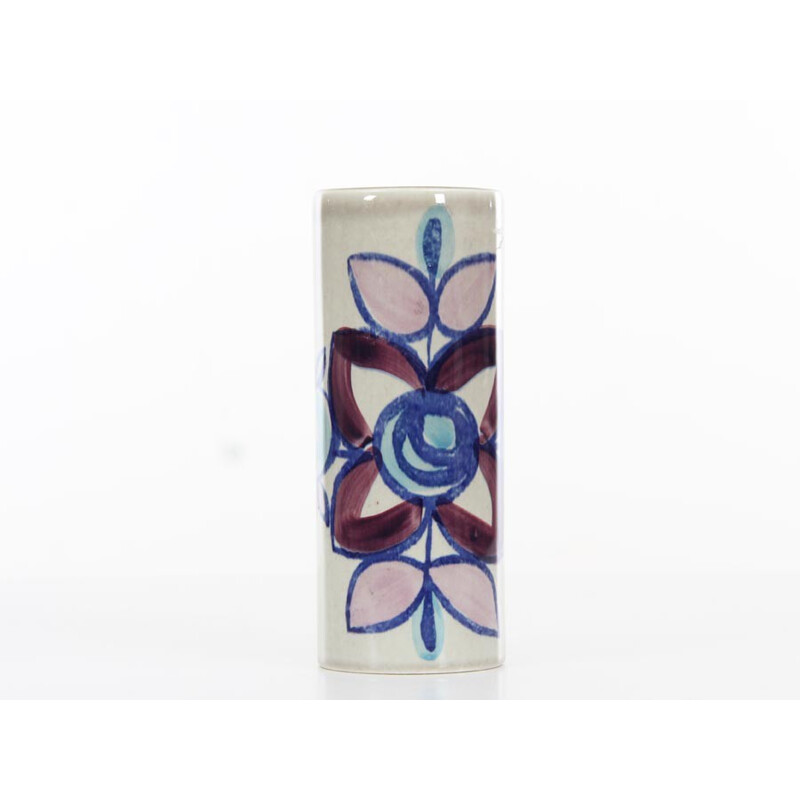 Scandinavian ceramic vase with floral Camilla pattern by Inger Waage for Stavanger Flint - 1960s