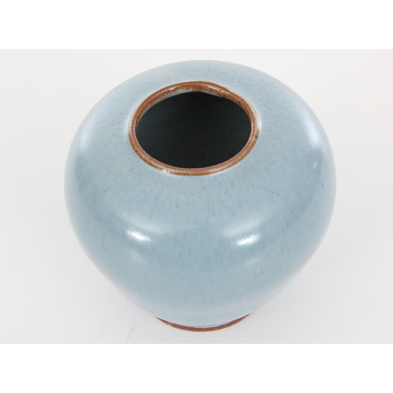 skandinavische Vintage-Vase aus hellblauer Keramik, 1960