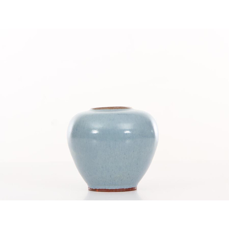 skandinavische Vintage-Vase aus hellblauer Keramik, 1960