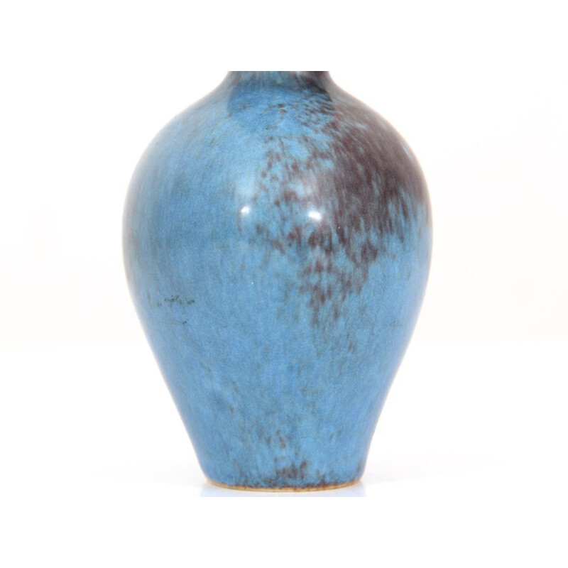 Pequeno vaso castanho e azul escandinavo AUH de Gunnar Nylund para Rorstrand - 1960