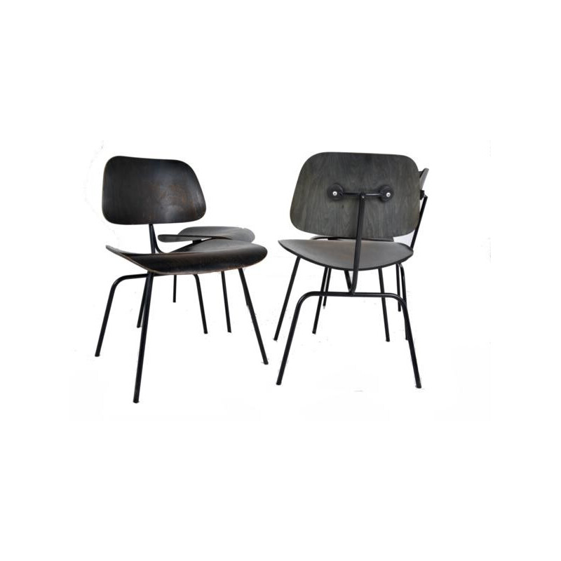 Suite de 4 chaises noires DCM de Charles et Ray Eames pour Herman Miller - 1960