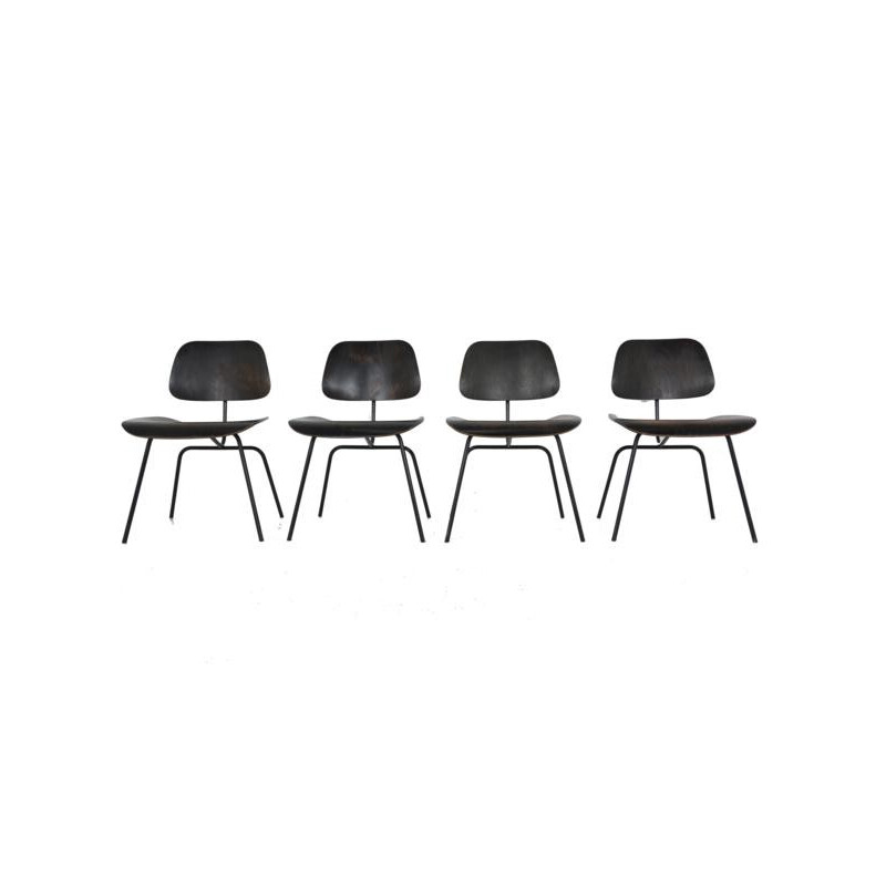 Suite of 4 Black DCM chairs by Charles and Ray Eames for Herman Miller - 1960s