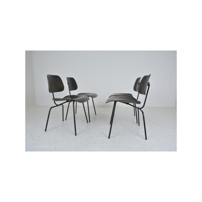 Suite of 4 Black DCM chairs by Charles and Ray Eames for Herman Miller - 1960s