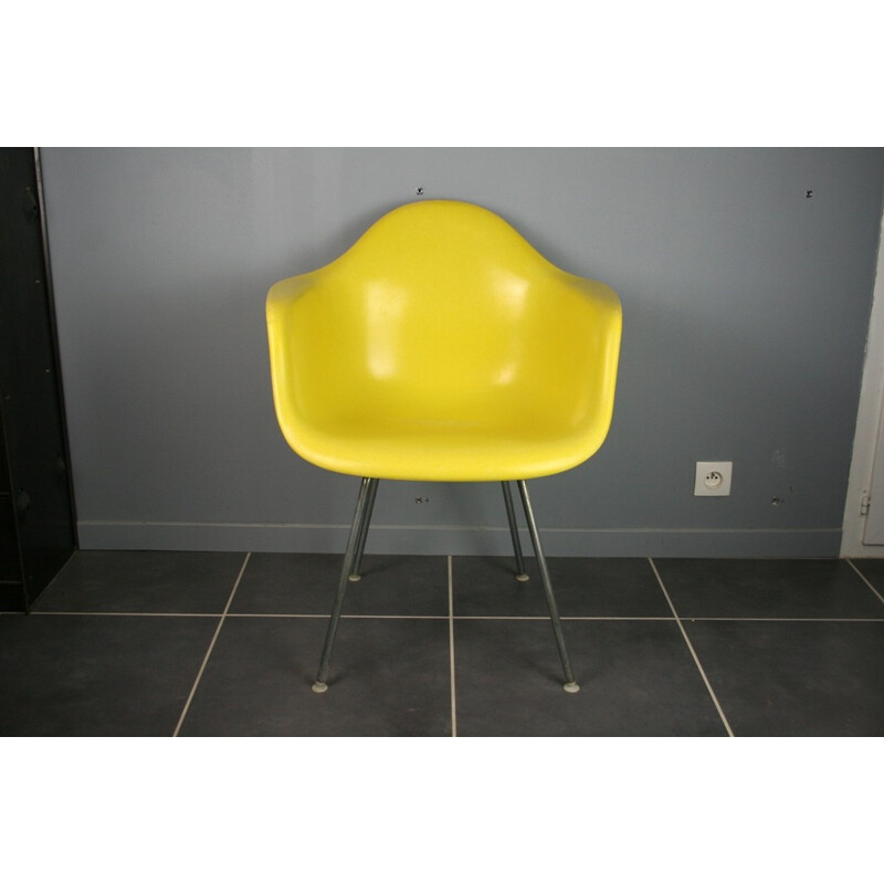 Vintage Yellow DAX Armchair by Eames for Herman Miller - 1960s