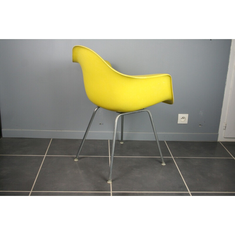 Vintage Yellow DAX Armchair by Eames for Herman Miller - 1960s