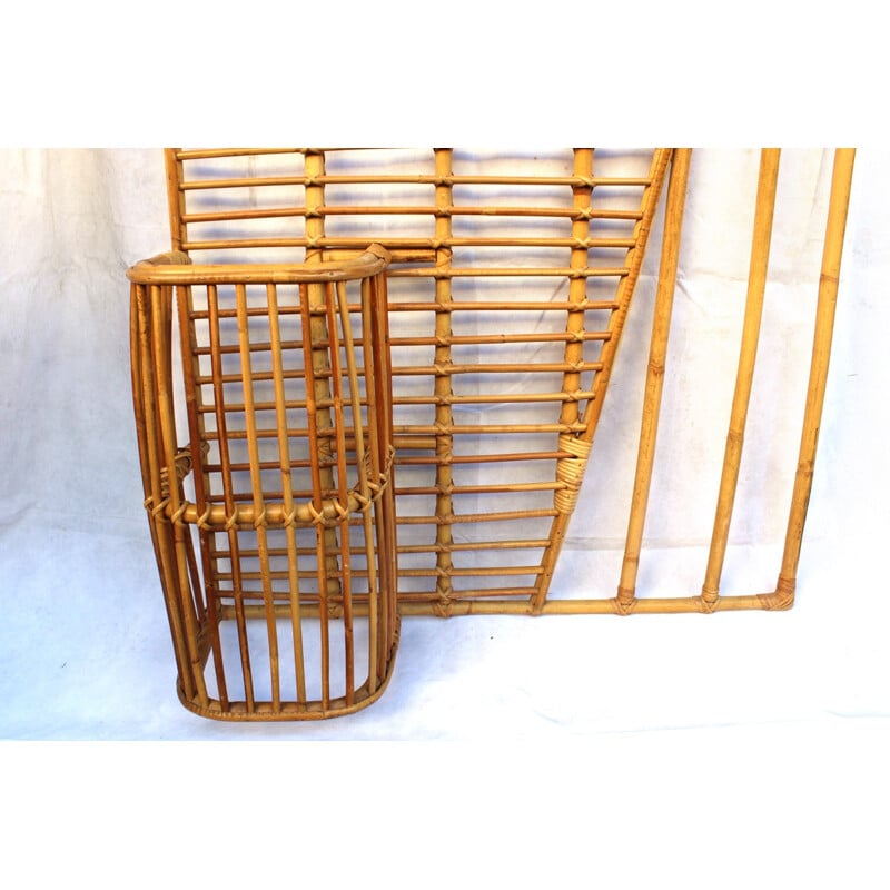 Large vintage wicker cloakroom by Louis Sognot - 1940s