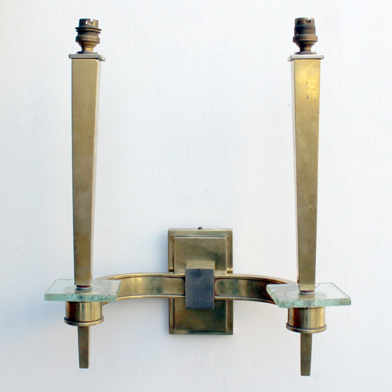 Pair of vintage bronze wall lamps  - 1940s