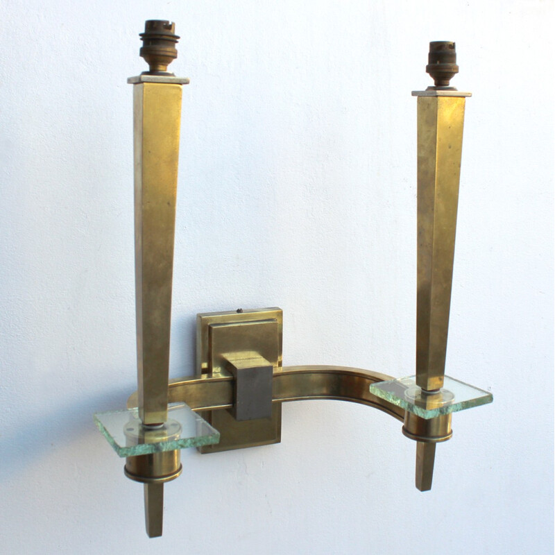 Pair of vintage bronze wall lamps  - 1940s