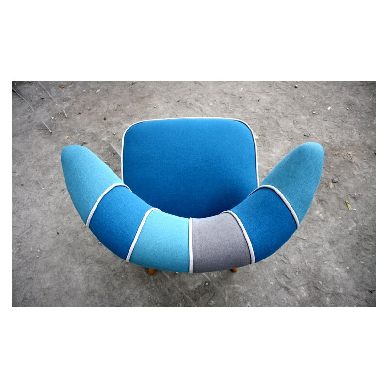 Vintage Blue-Gray Cocktail Armchair - 1950s