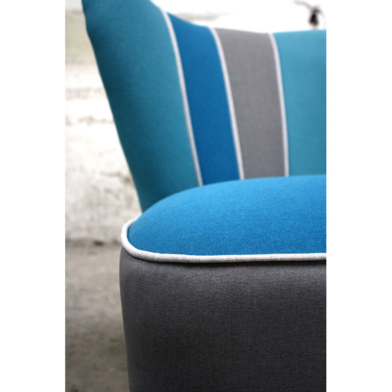 Vintage Blue-Gray Cocktail Armchair - 1950s