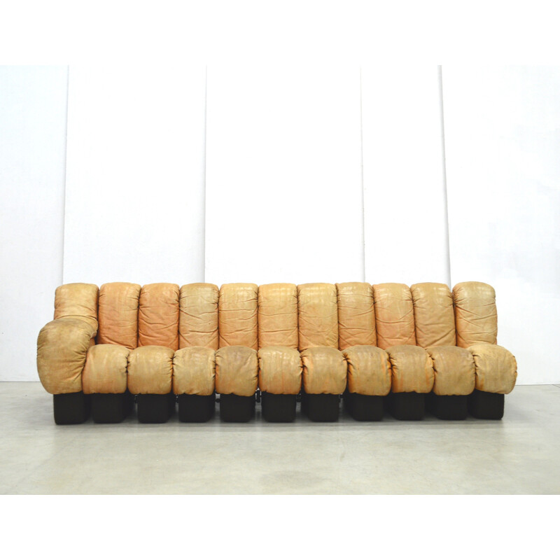 De Sede DS600 11 Elements Cognac Sofa by Ueli Berger & Klaus Vogt - 1970s