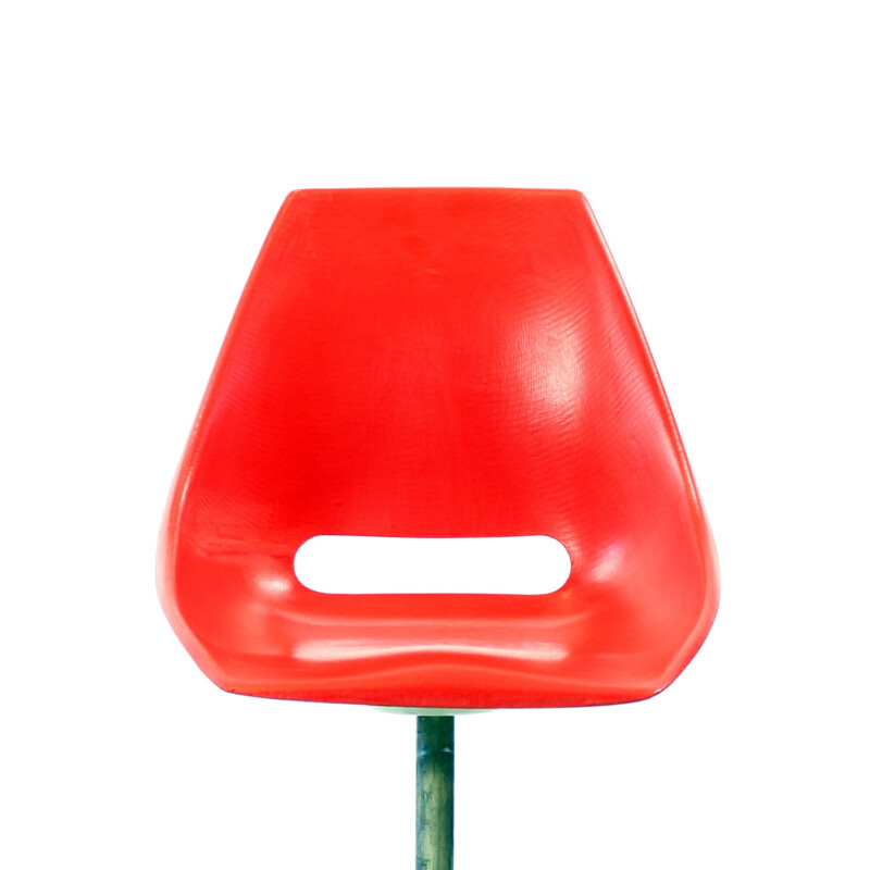 Vintage red fiberglass armchair by Miroslav Navratil for Vertex, 1960