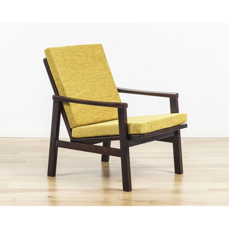 Fauteuil vintage en hêtre et tissu par TON - 1960