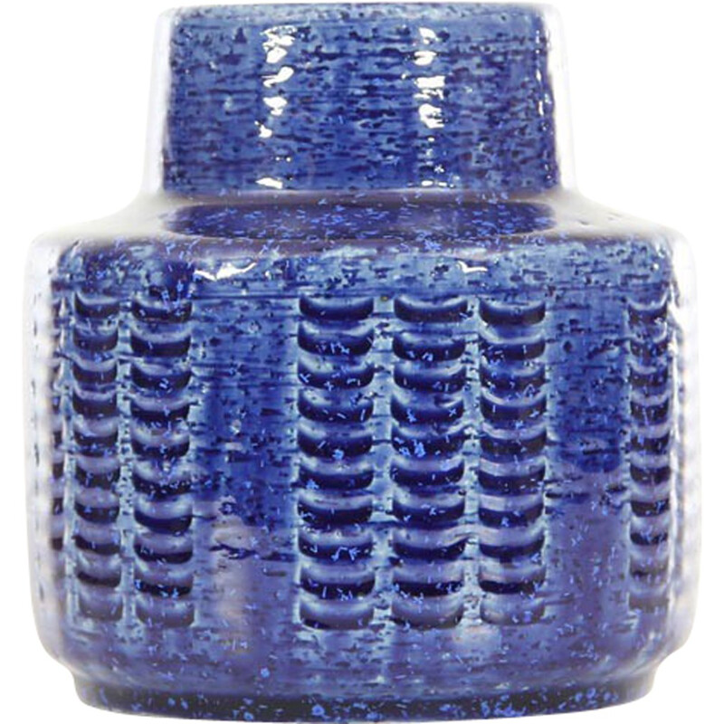 Vintage blue ceramic vase by Per and Annelise Linnemann Schmid, 1960