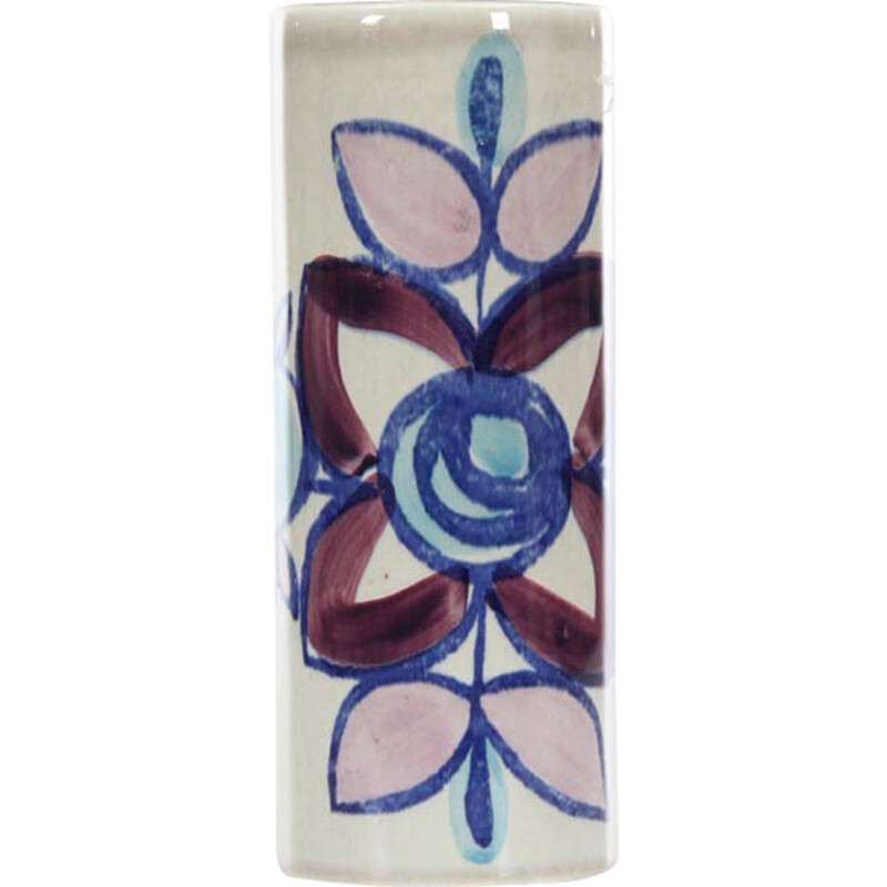Scandinavian ceramic vase with floral Camilla pattern by Inger Waage for Stavanger Flint - 1960s