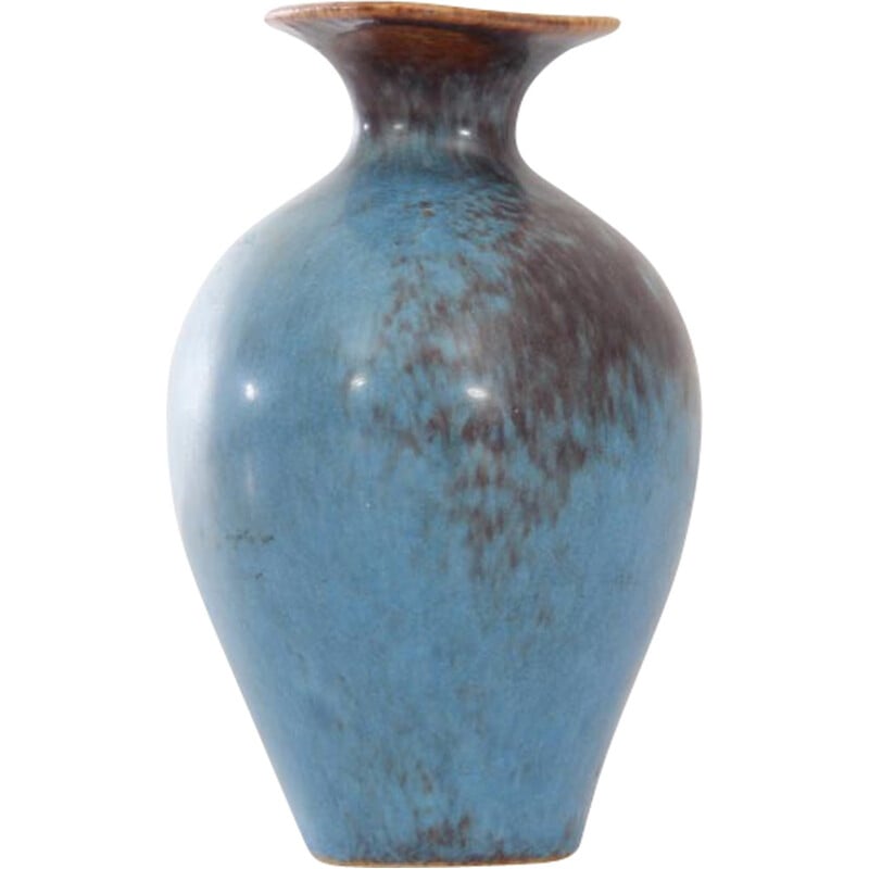 Small brown and blue scandinavian AUH vase by Gunnar Nylund for Rorstrand - 1960s