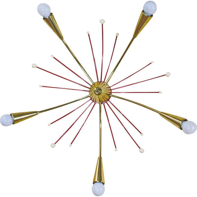 Vintage Multi-colored German Sputnik ceiling lamp with 5 arms - 1950s