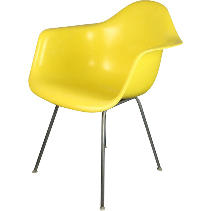 Vintage Yellow DAX Armchair by Eames for Herman Miller - 1960s