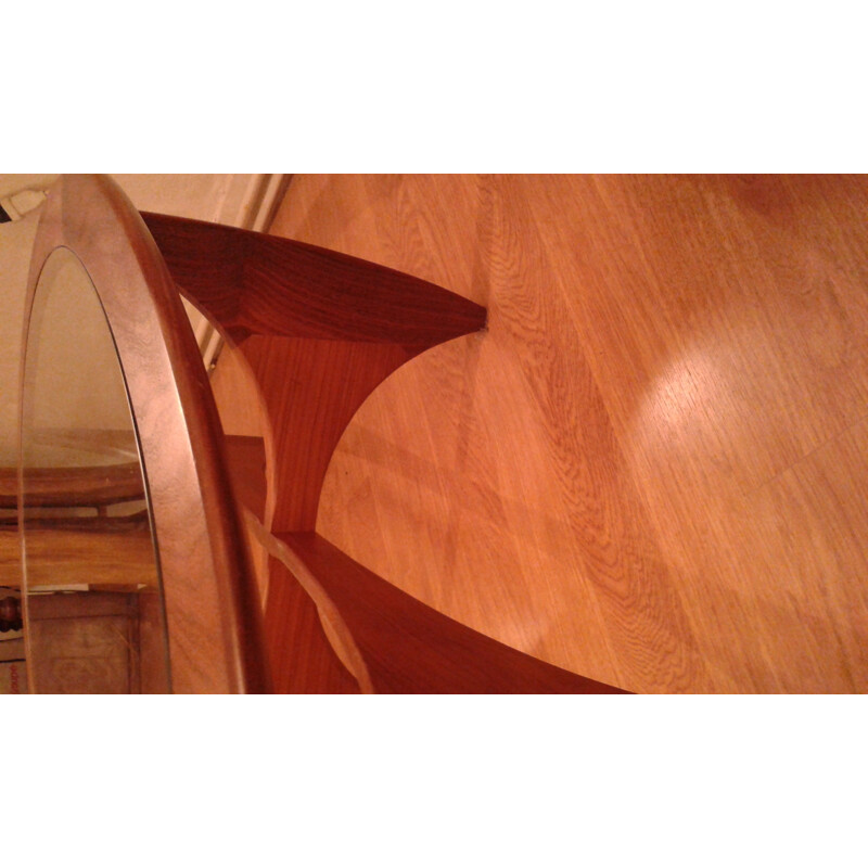 Vintage oval coffee table in teak and glass by Wilkins for G Plan - 1960s