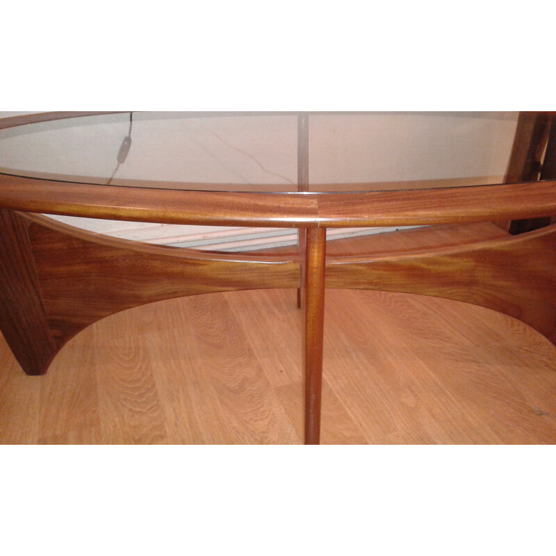 Vintage oval coffee table in teak and glass by Wilkins for G Plan - 1960s